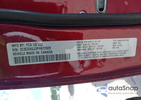 2023 Dodge Charger Scat Pack из США, поврежденный, VIN 2C3CDXGJ3PH672928